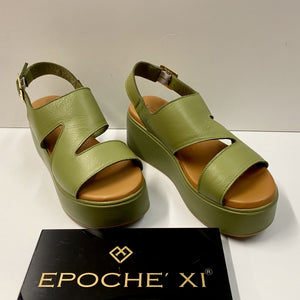 EPOCHE' XI 23785 SANDALO DONNA CON ZEPPA IN PELLE VERDE