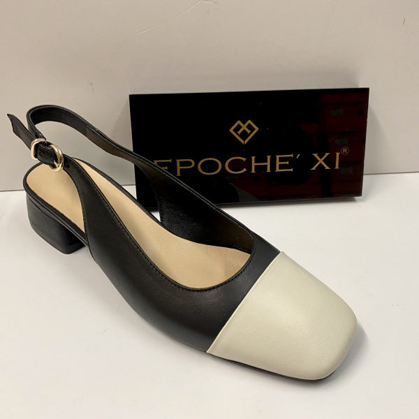 EPOCHE' XI 23022 SLINGBACK DONNA TACCO BASSO BICOLORE NERO/CREMA