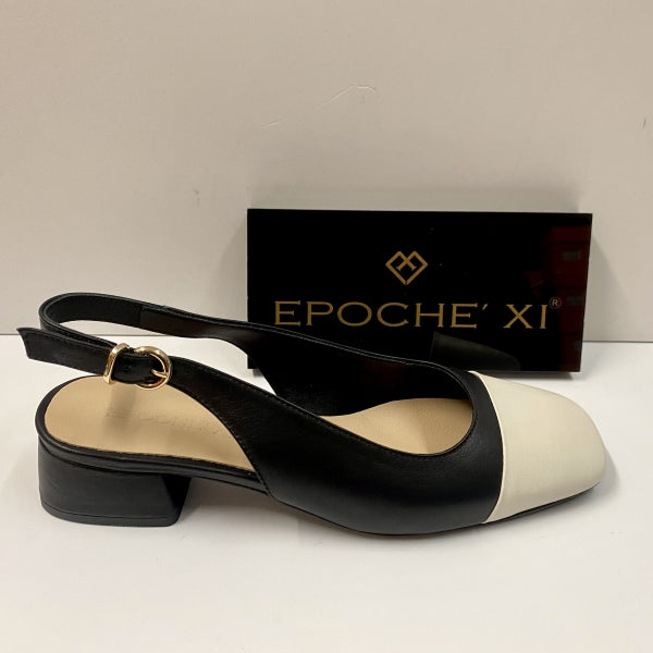 EPOCHE' XI 23022 SLINGBACK DONNA TACCO BASSO BICOLORE NERO/CREMA