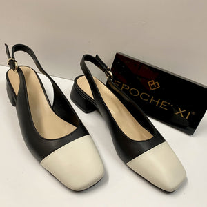 EPOCHE' XI 23022 SLINGBACK DONNA TACCO BASSO BICOLORE NERO/CREMA
