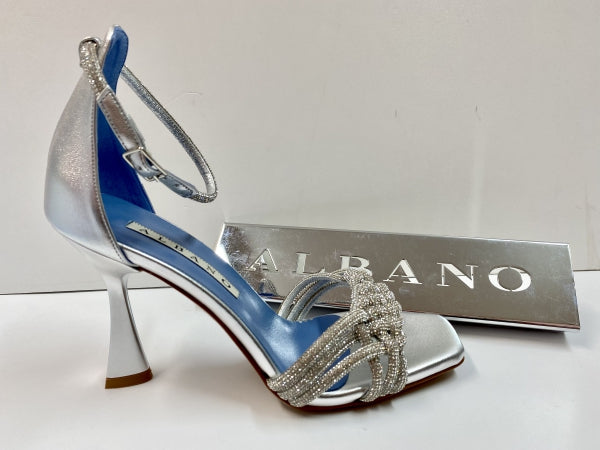 ALBANO 3266/3 SANDALO A TACCO ALTO ARGENTO CON STRASS