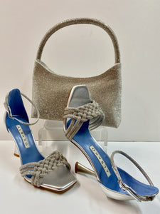 ALBANO 3266/3 SANDALO A TACCO ALTO ARGENTO CON STRASS