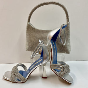 ALBANO 3266/3 SANDALO A TACCO ALTO ARGENTO CON STRASS