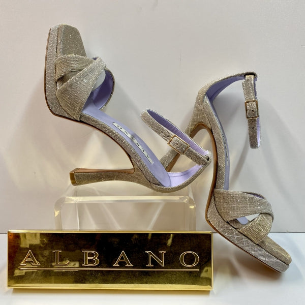 ALBANO 3236/6 SANDALO CON PLATEAU DOPPIA FASCIA E CINTURINO BEIGE