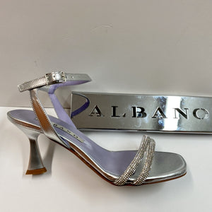 ALBANO 3261/8 SANDALO CON STRASS E CINTURINO ALLA CAVIGLIA ARGENTO