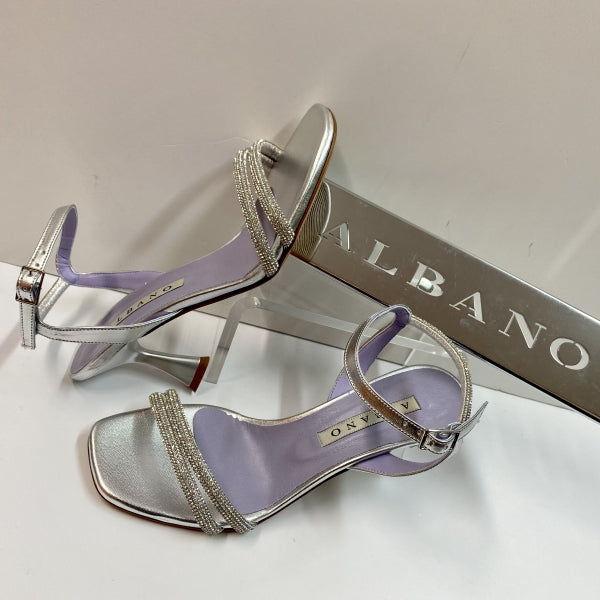 ALBANO 3261/8 SANDALO CON STRASS E CINTURINO ALLA CAVIGLIA ARGENTO