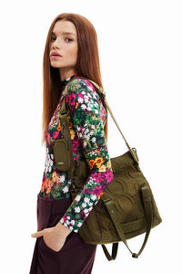 DESIGUAL A 76 Borsa con cerchio in rilievo kaki
