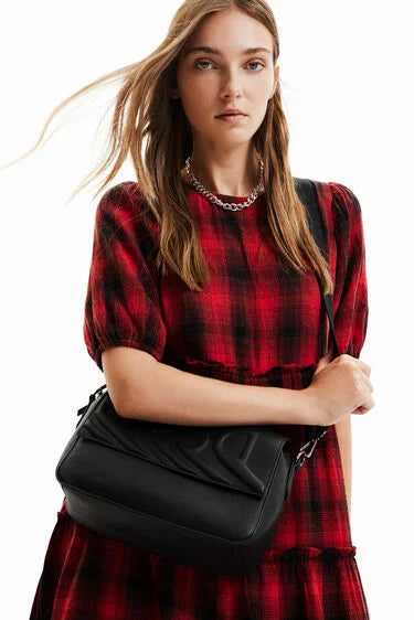 DESIGUAL PA8 Borsa a tracolla in tinta unita con logo black