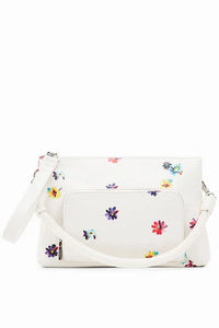 DESIGUAL SAXPA6 BORSA TRACOLLA PICCOLA FIORI WHITE