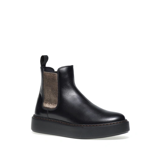 FRAU 41S7 BEATLES IN PELLE CON ELASTICO METALLIZZATO NERO