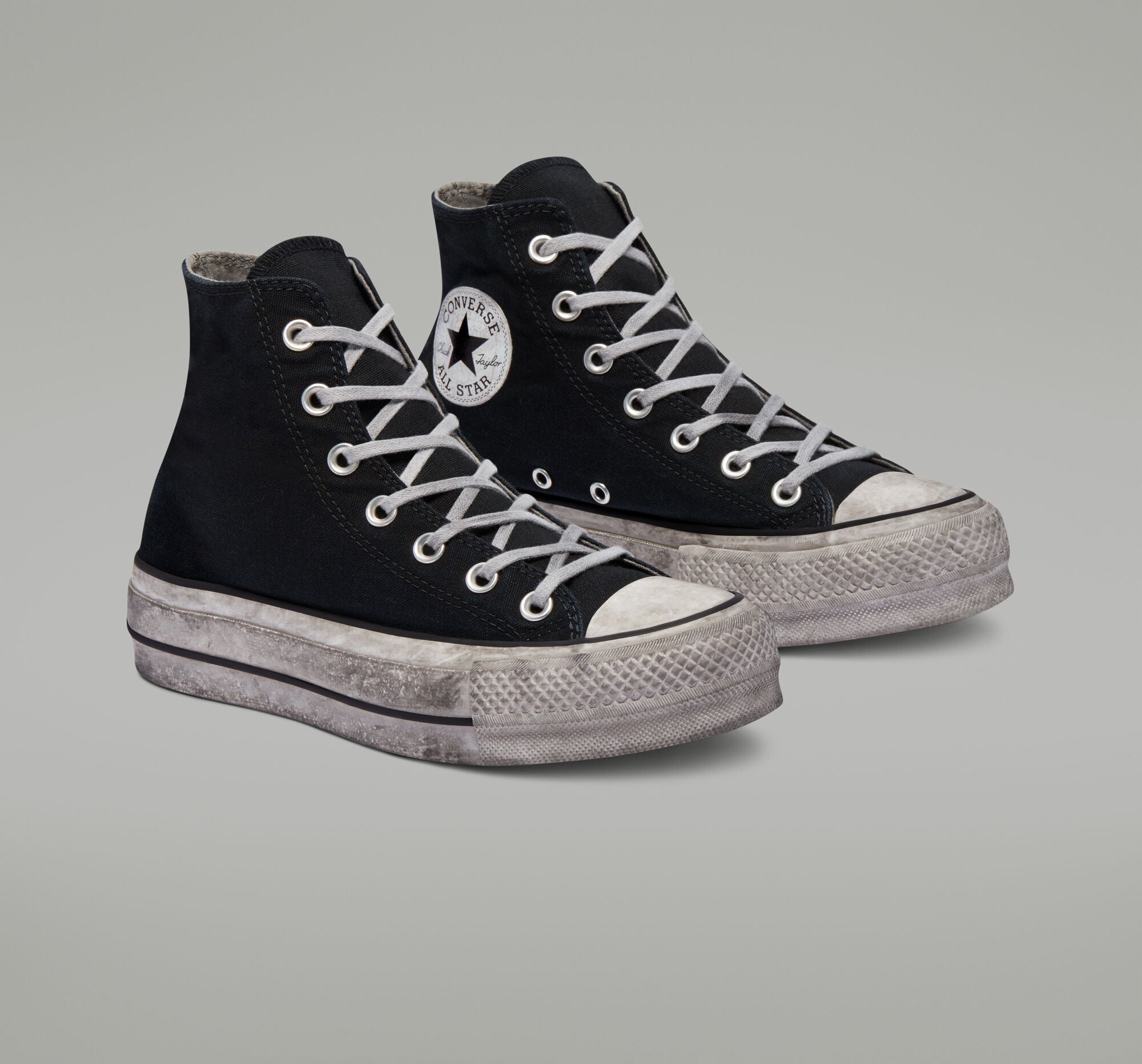 CONVERSE 564527C CHUCK TAYLOR ALL STAR PLATFORM SMOKED CANVAS HIGH TOP BLACK