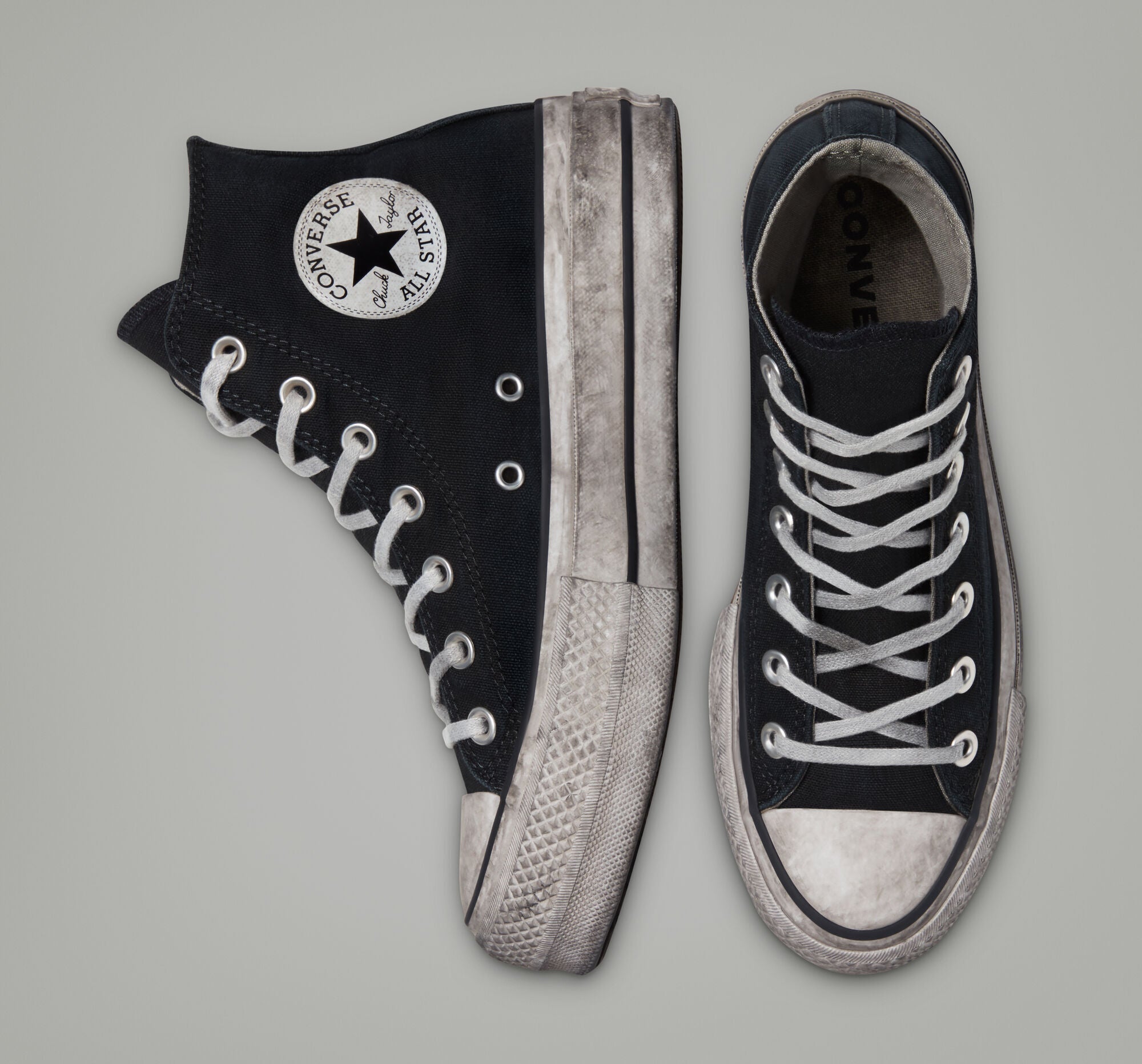 CONVERSE 564527C CHUCK TAYLOR ALL STAR PLATFORM SMOKED CANVAS HIGH TOP BLACK
