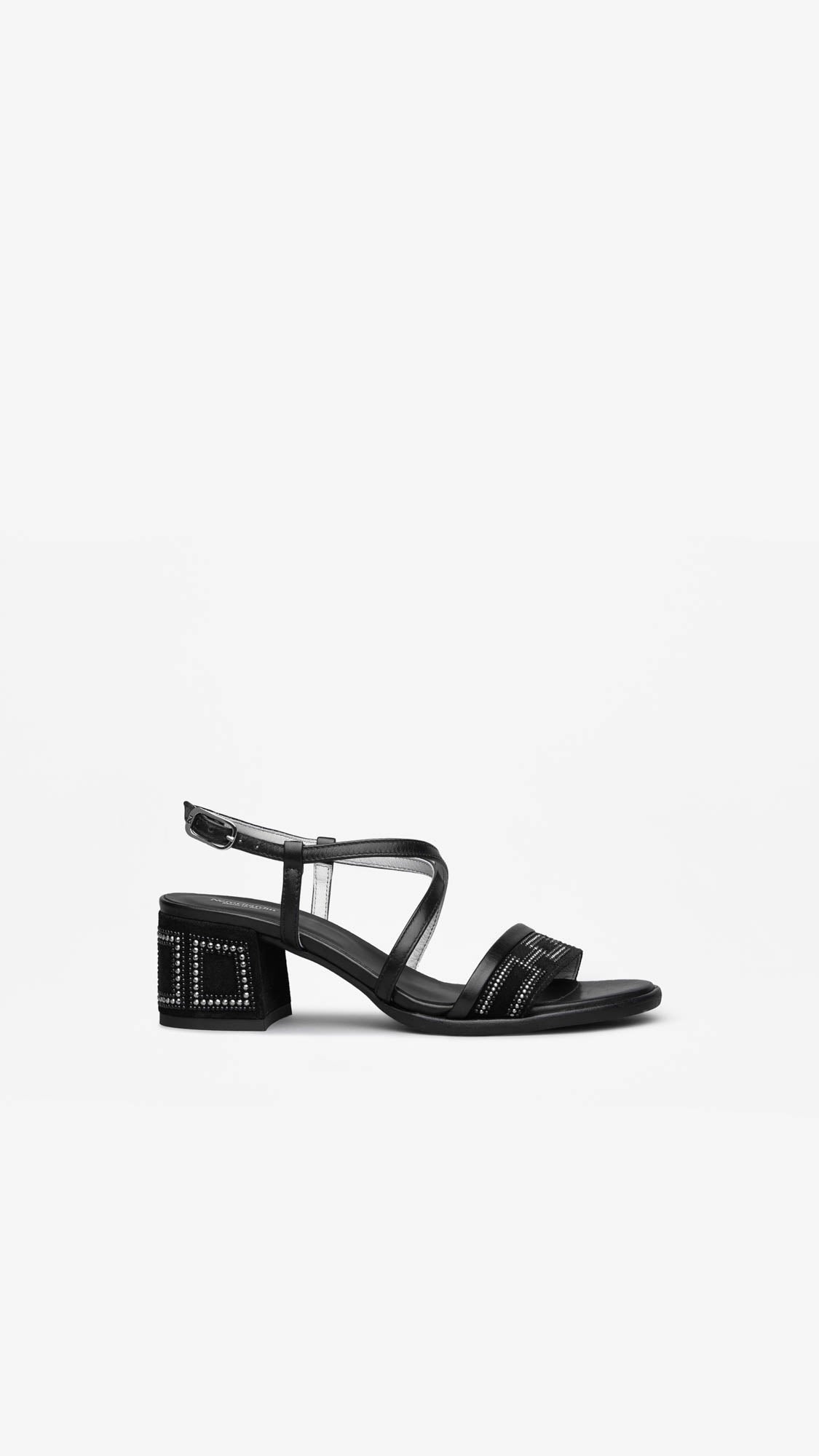 NERO GIARDINI E012262D SANDALI DONNA IN PELLE E CAMOSCIO NERO