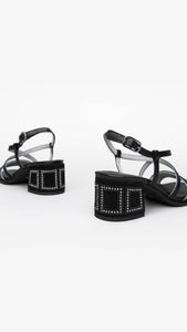 NERO GIARDINI E012262D SANDALI DONNA IN PELLE E CAMOSCIO NERO
