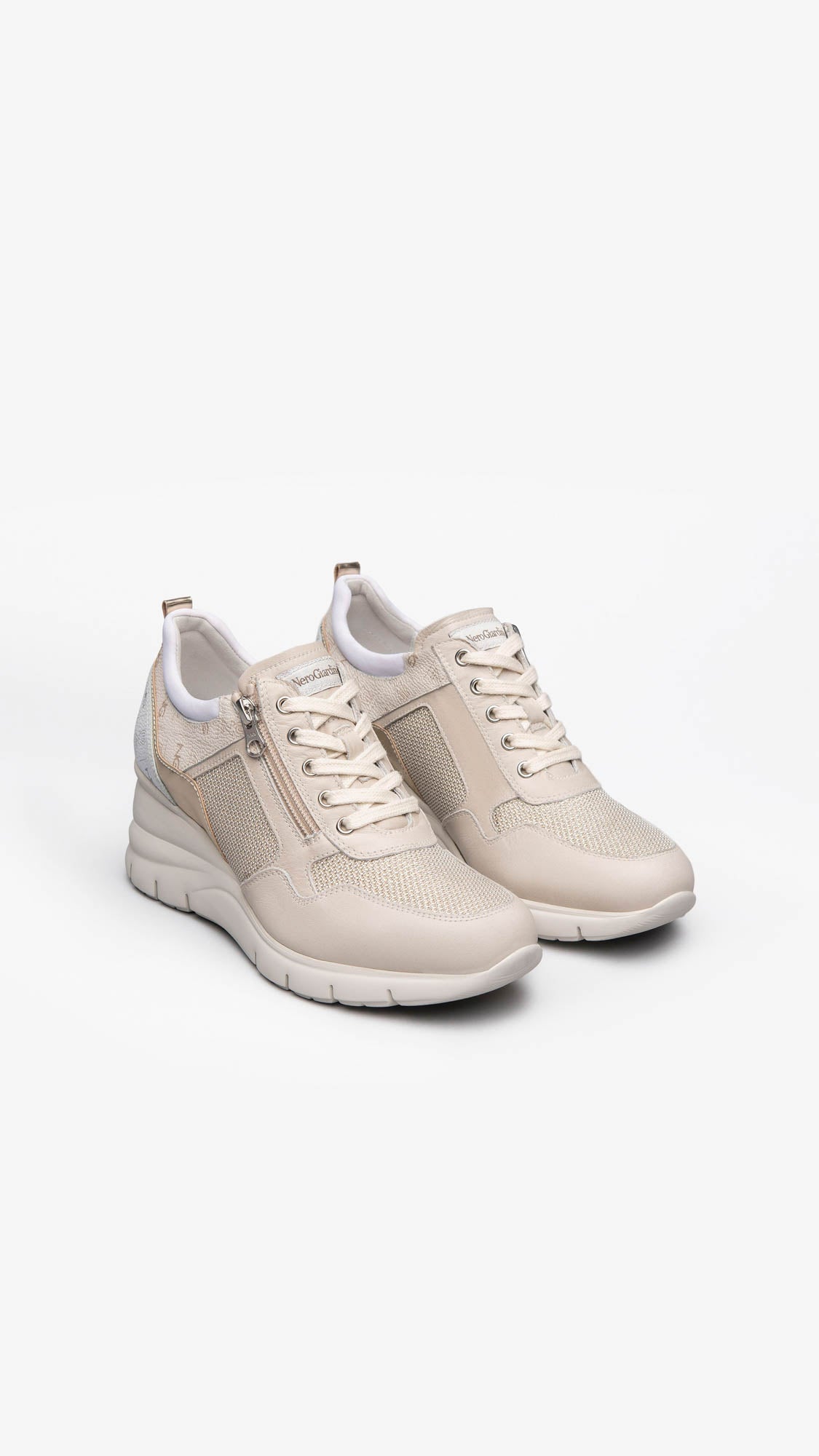 NERO GIARDINI E115134D SNEAKERS DONNA IN PELLE IVORY