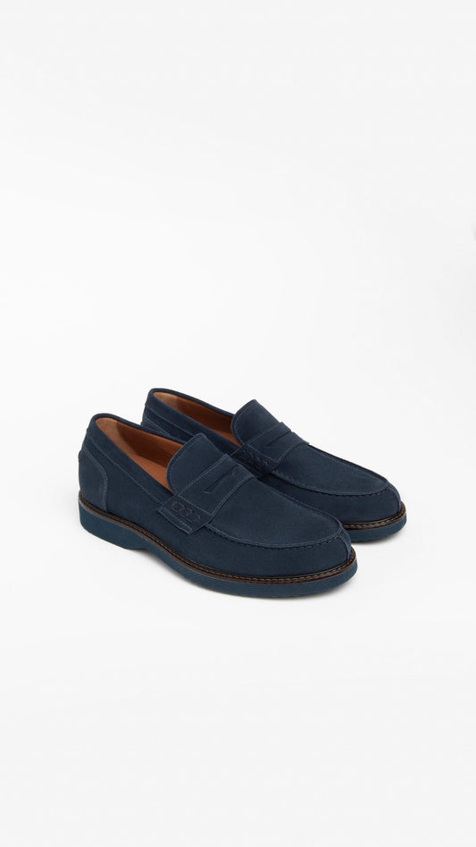 NERO GIARDINI E302790UE MOCASSINI IN CAMOSCIO BLU
