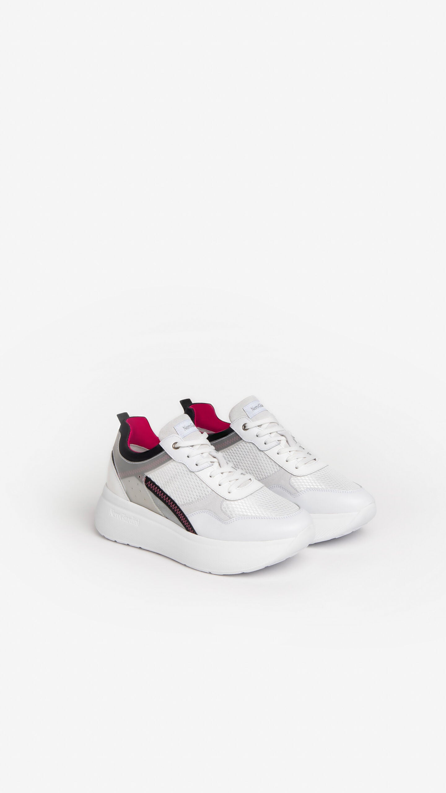 NERO GIARDINI E306384D SNEAKERS IN PELLE E CAMOSCIO BIANCO