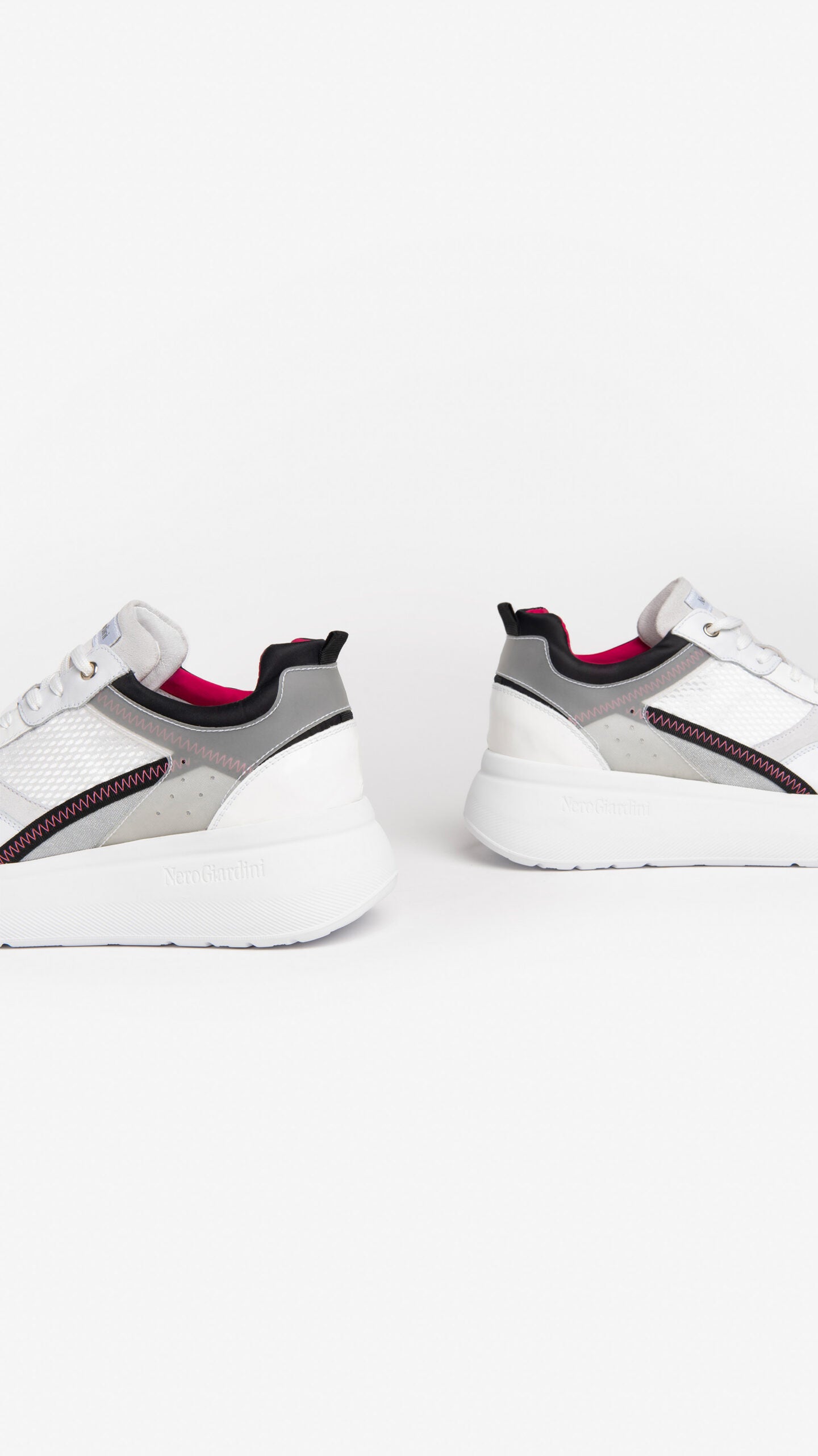 NERO GIARDINI E306384D SNEAKERS IN PELLE E CAMOSCIO BIANCO