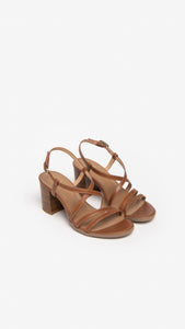 NERO GIARDINI E307560D SANDALI DONNA IN PELLE COGNAC