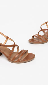 NERO GIARDINI E307560D SANDALI DONNA IN PELLE COGNAC