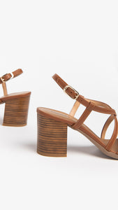 NERO GIARDINI E307560D SANDALI DONNA IN PELLE COGNAC