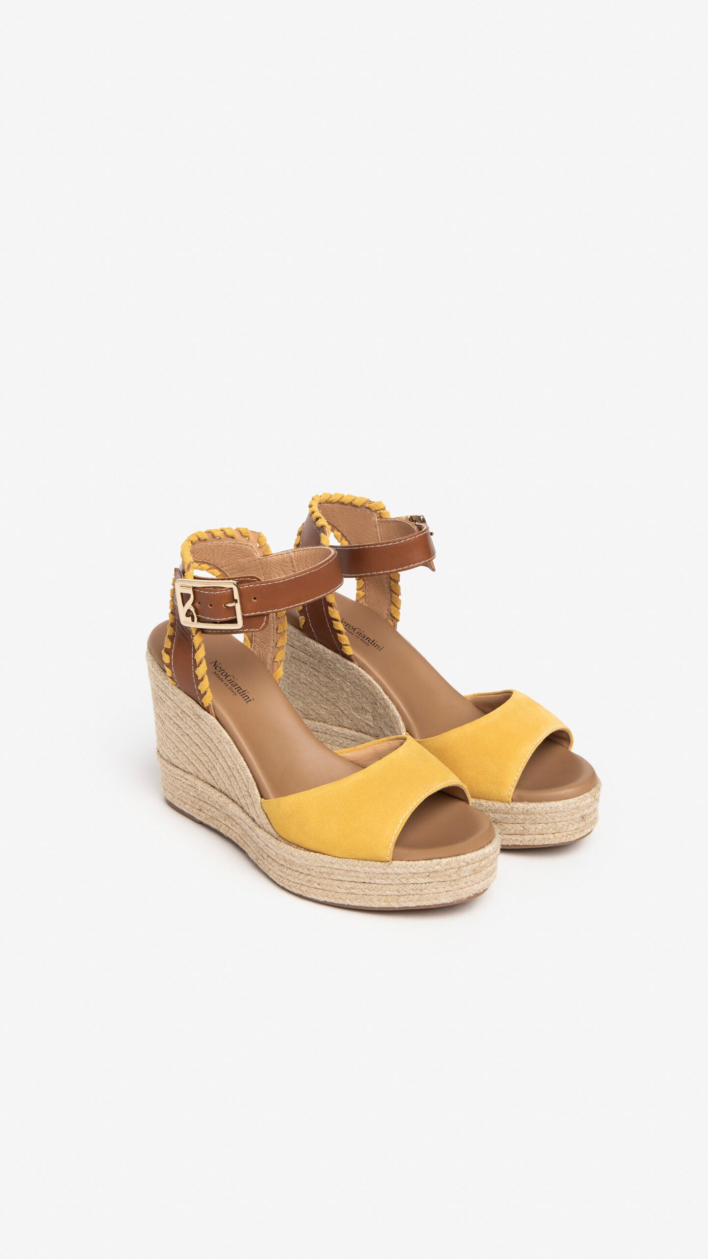 NERO GIARDINI E307640D SANDALI DONNA IN PELLE E CAMOSCIO SOLE