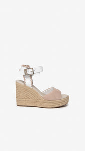 NERO GIARDINI E307640D SANDALI DONNA IN PELLE E CAMOSCIO BEIGE