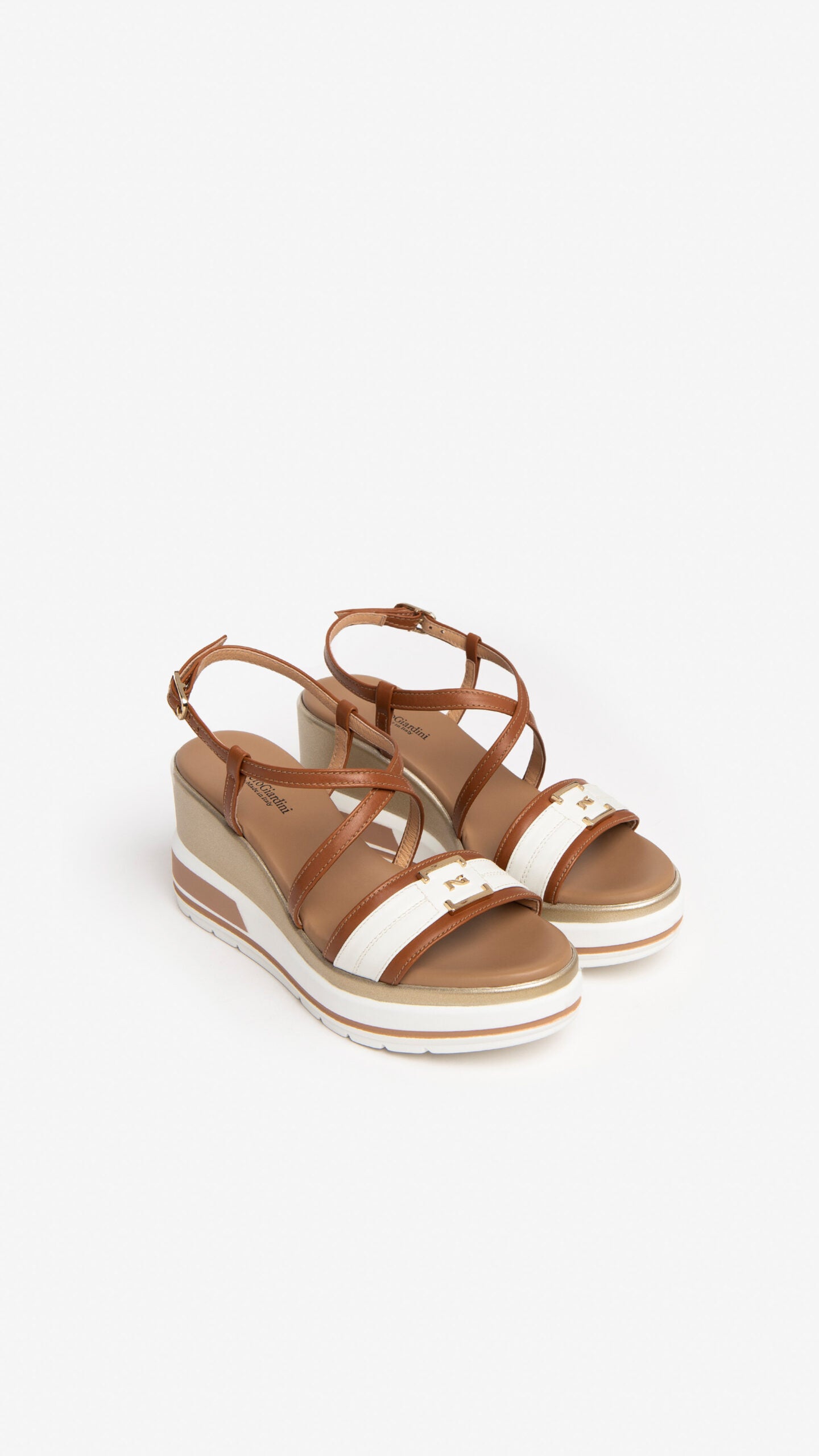 NERO GIARDINI E307701D SANDALI DONNA IN PELLE COGNAC