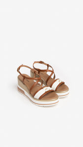 NERO GIARDINI E307701D SANDALI DONNA IN PELLE COGNAC