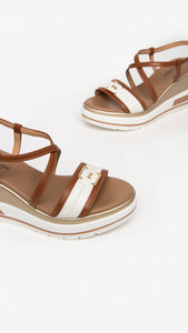 NERO GIARDINI E307701D SANDALI DONNA IN PELLE COGNAC