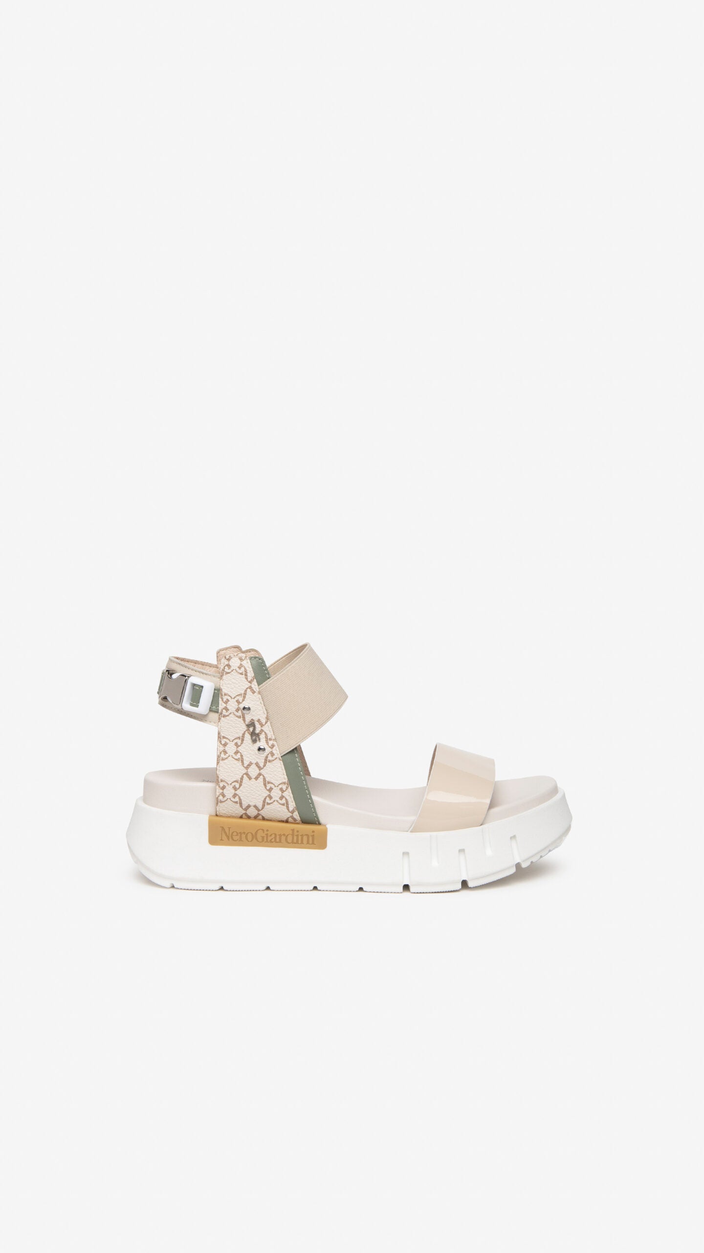 NERO GIARDINI E307841D SANDALO DONNA IN PELLE LATTE