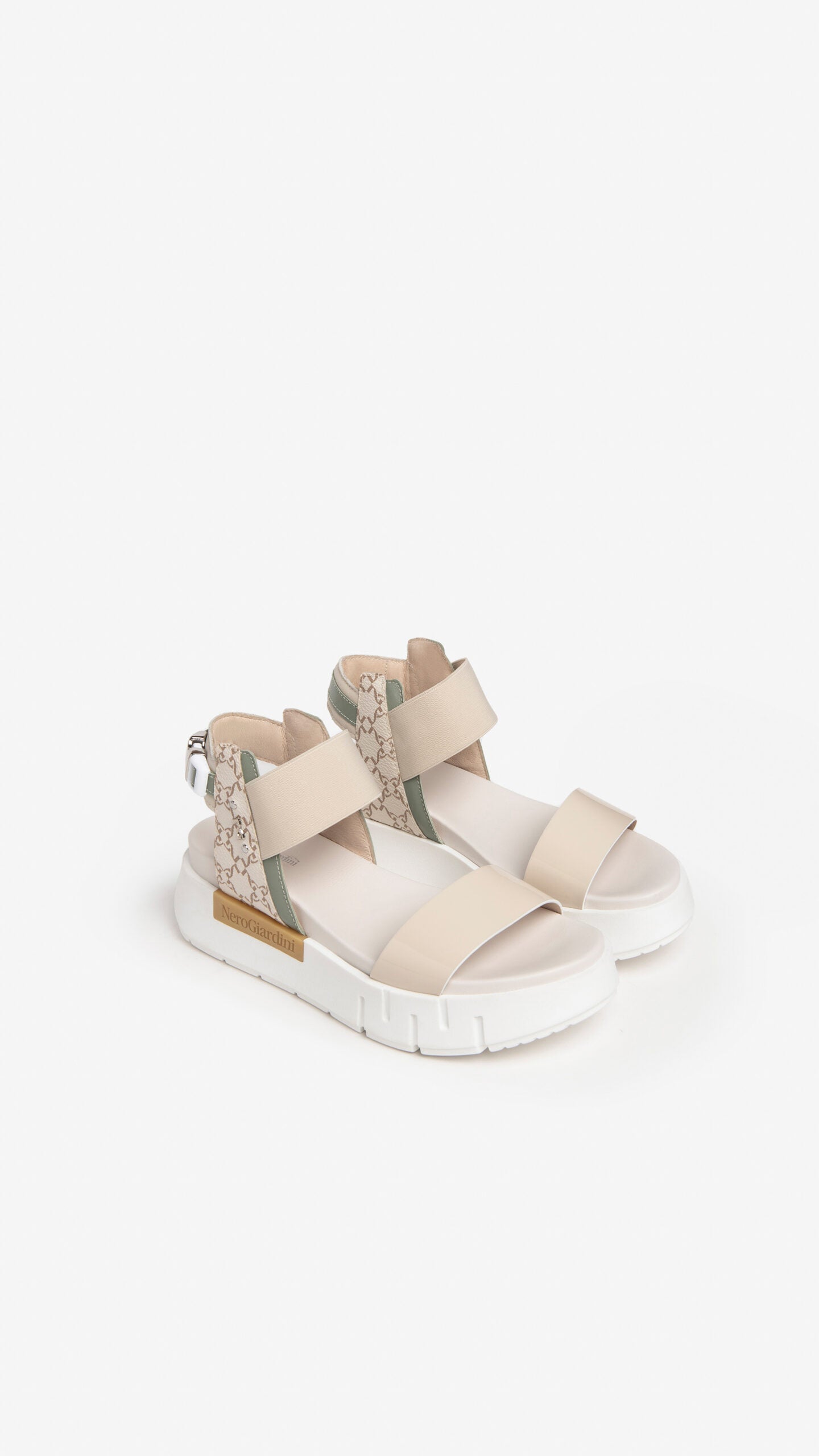 NERO GIARDINI E307841D SANDALO DONNA IN PELLE LATTE