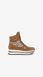 Nero Giardini I205282D Sneakers alte donna in camoscio e pelle malto