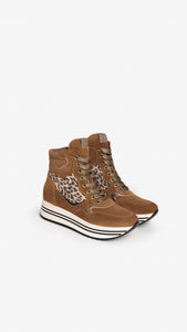 Nero Giardini I205282D Sneakers alte donna in camoscio e pelle malto
