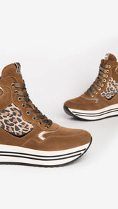 Nero Giardini I205282D Sneakers alte donna in camoscio e pelle malto