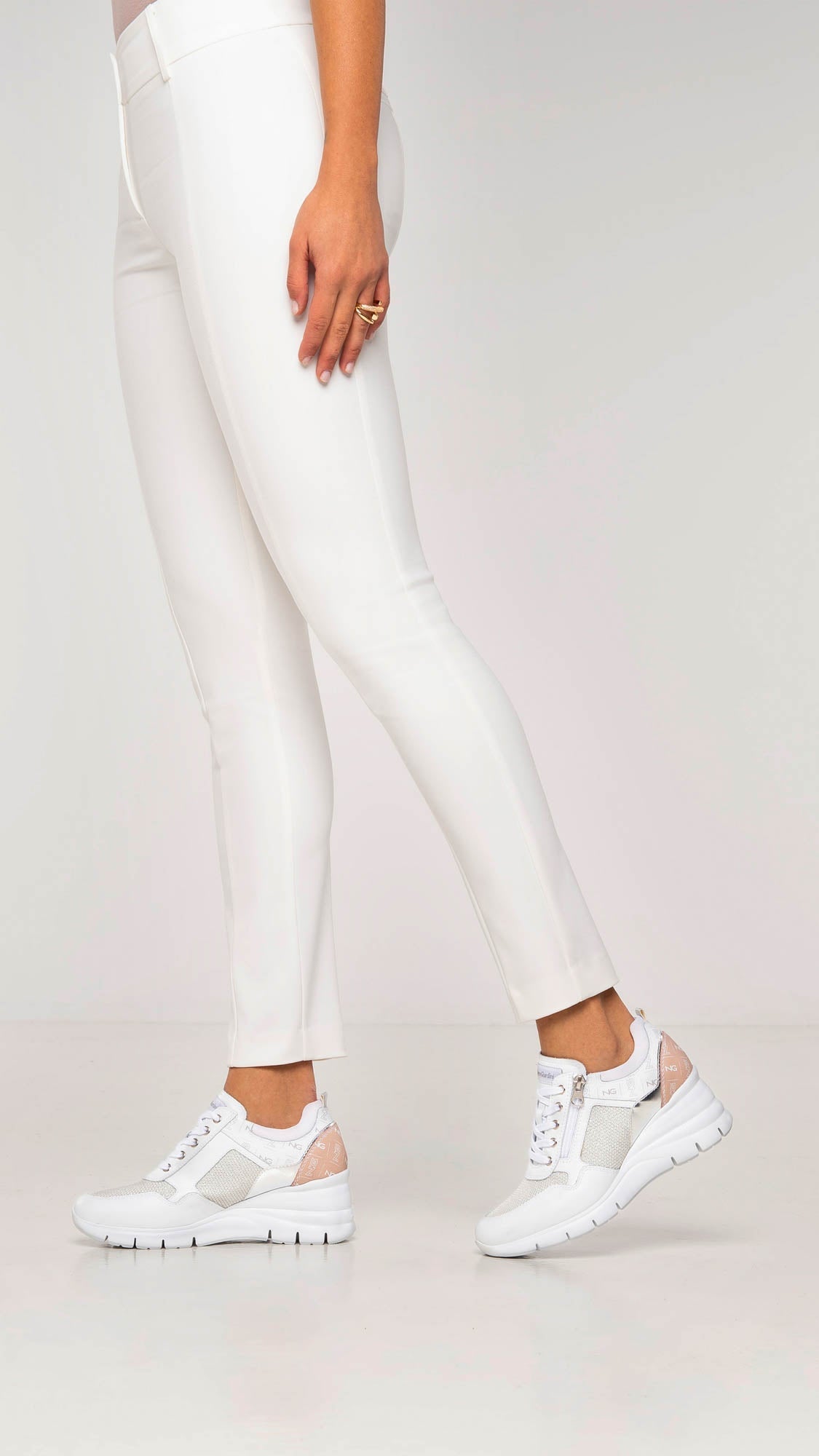 NERO GIARDINI E115134D SNEAKERS DONNA IN PELLE BIANCA