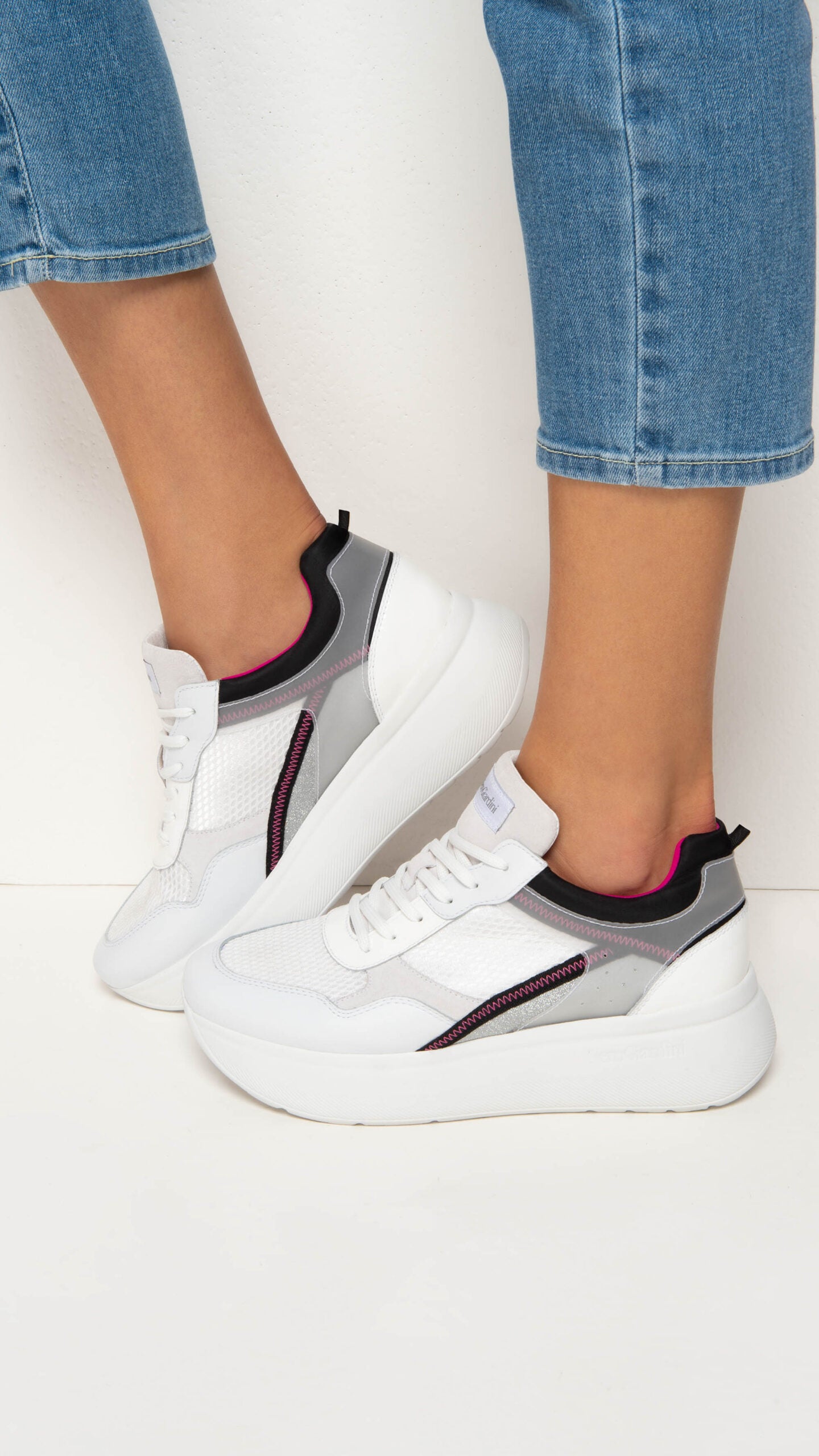 NERO GIARDINI E306384D SNEAKERS IN PELLE E CAMOSCIO BIANCO