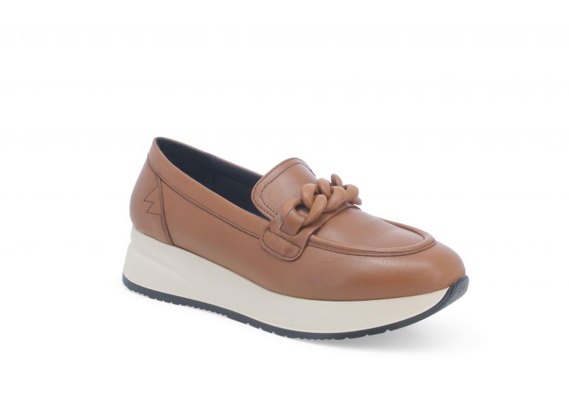 MELLUSO R25066 MOCASSINO IN PELLE CUOIO CON PLANTARE ESTRAIBILE