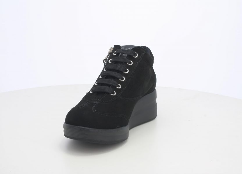 MELLUSO R25625B SNEAKERS IN CAMOSCIO NERO CON PLANTARE ESTRAIBILE