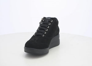 MELLUSO R25625B SNEAKERS IN CAMOSCIO NERO CON PLANTARE ESTRAIBILE