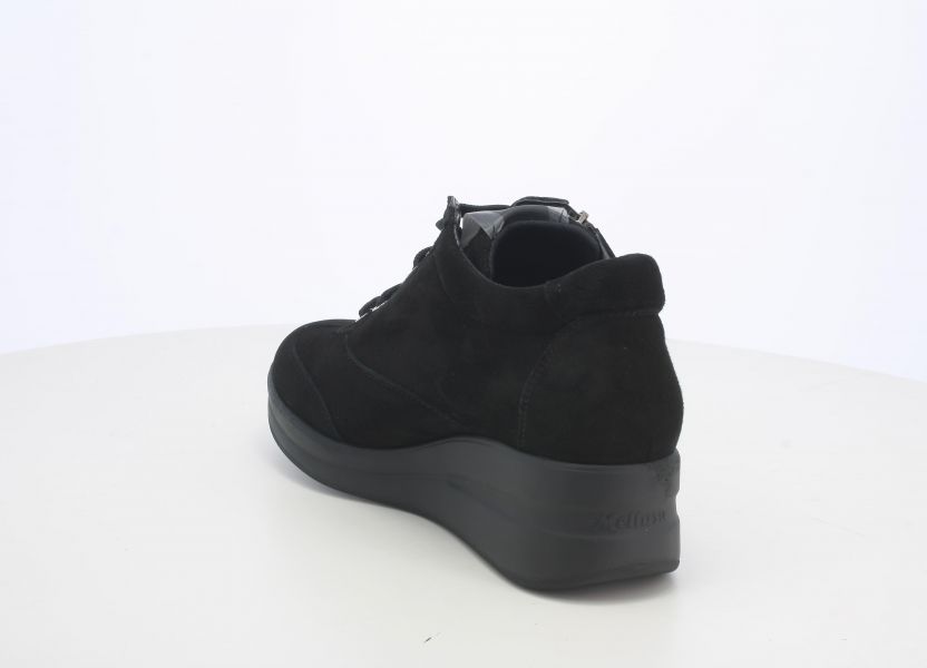 MELLUSO R25625B SNEAKERS IN CAMOSCIO NERO CON PLANTARE ESTRAIBILE