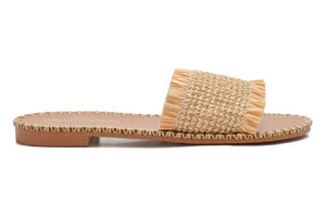 FRANCESCO MILANO Y21-2K SLIPPER RAFFIA FLAT CUOIO